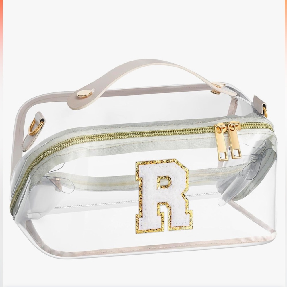 Clear Initial “R” Makeup Bag